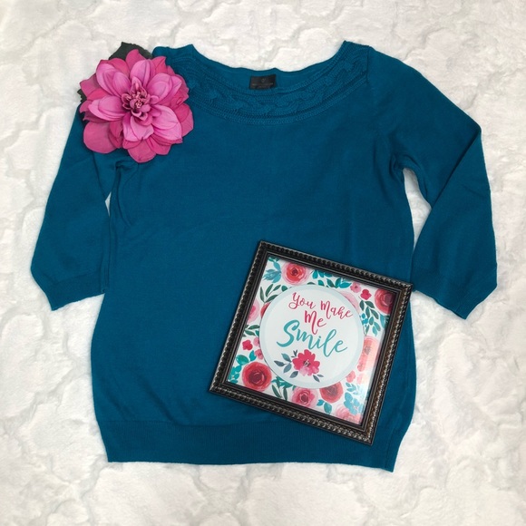 Worthington Petite Business Teal Sweater PM - Picture 6 of 12